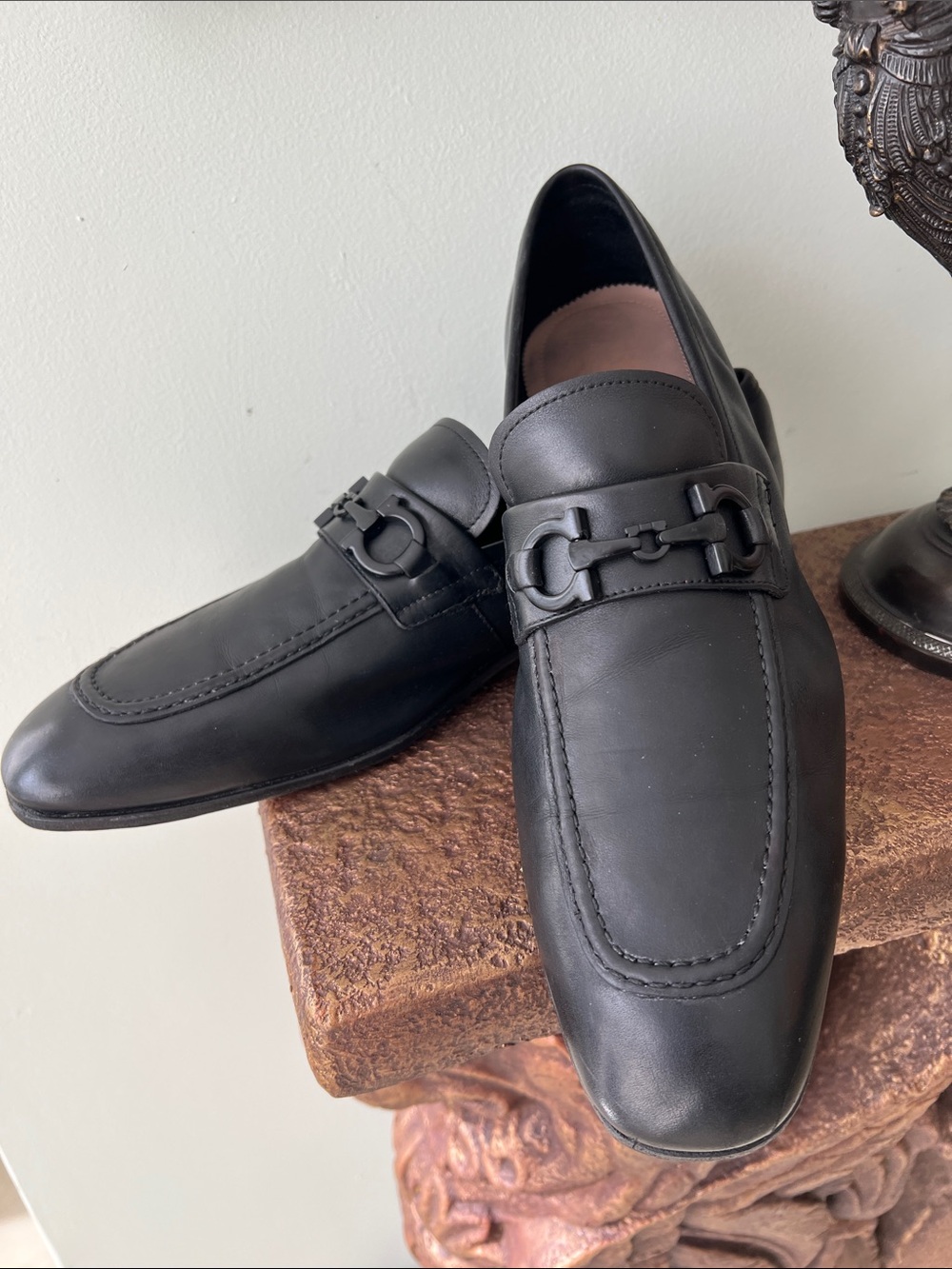 Men's Black Leather Bit Loafers